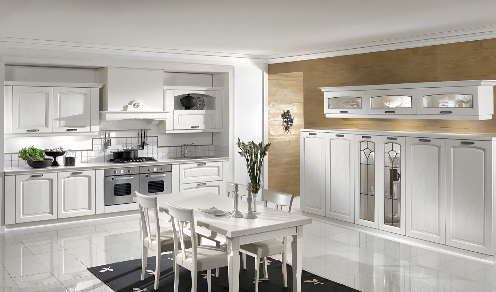 Cucina Emma bianca con tavolo
