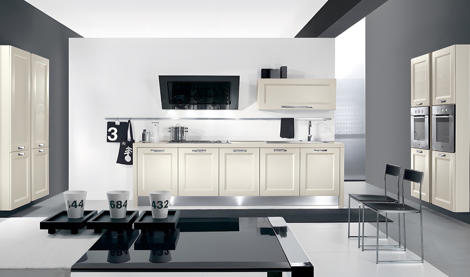 Cucina Gio con penisola e piano cottura a vista